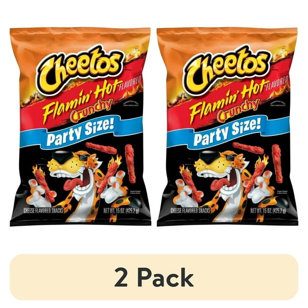 Cheetos Crunchy Cheese Flavored Snacks Flamin Hot Party Size 15 oz Bag Pack of 2