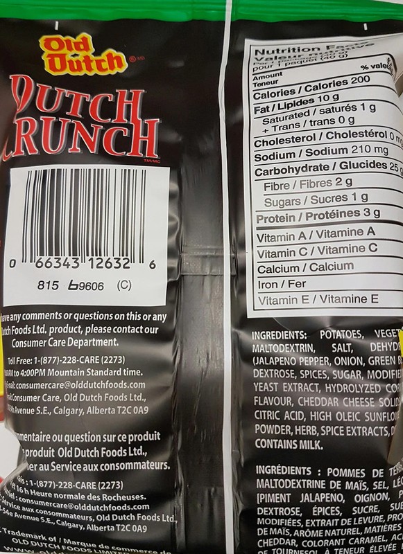 Old Dutch, Dutch Crunch, Jalapeno & Cheddar 40g/1.4oz Chips (40pk) gallery