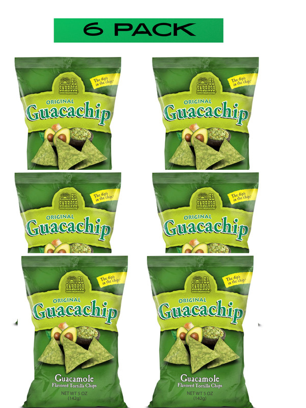 Guacachip Original Guacamole Flavored Tortilla Chip 5 Oz Bag 6 Pack
