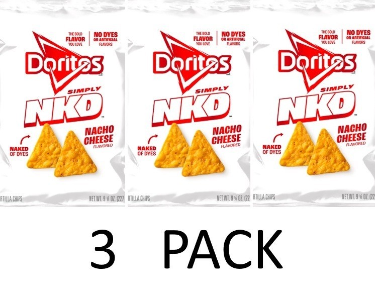 Doritos Simply NKD No Dyes Nacho Cheese Tortilla Chips 9.25 oz Bag – 3 PACK
