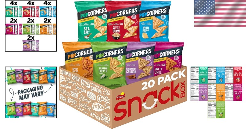 Gourmet 7 Flavor Variety Pack - Gluten Free Popped Corn Chips (20 x 1oz) gallery