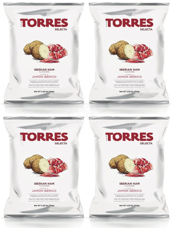 4 TORRES IBERIAN HAM Flavor Premium Potato Chips European Snacks 150g 5.29oz
