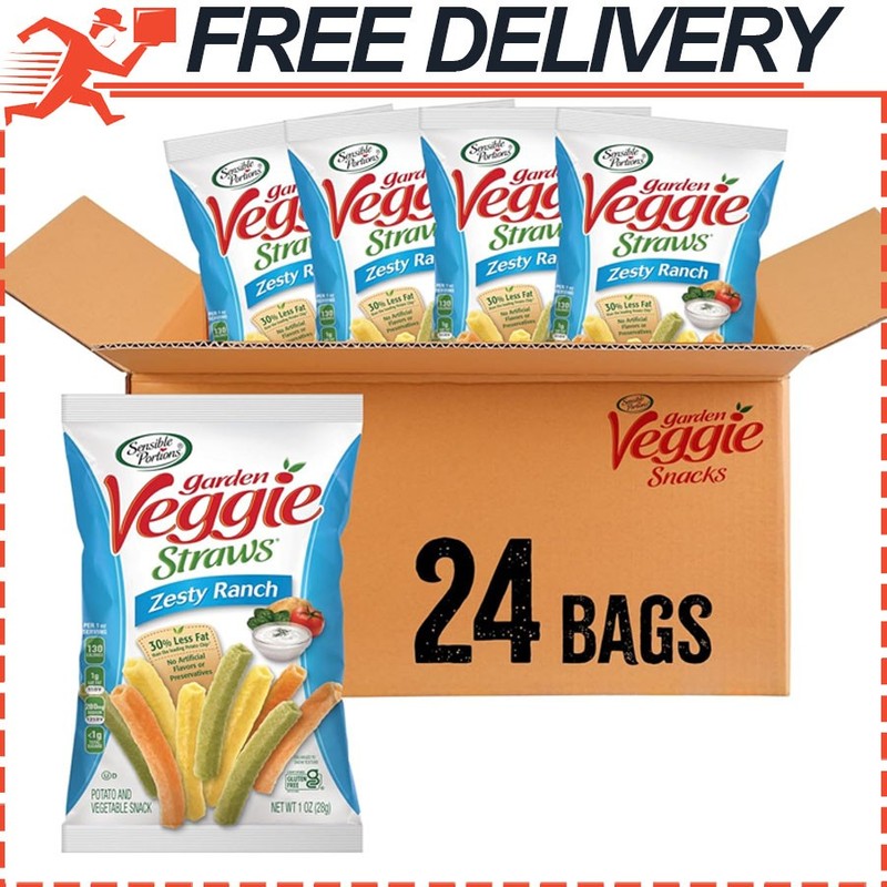 Sensible Portions Garden Veggie Snacks Ranch Veggie Straws, 1 Oz Pack of 24