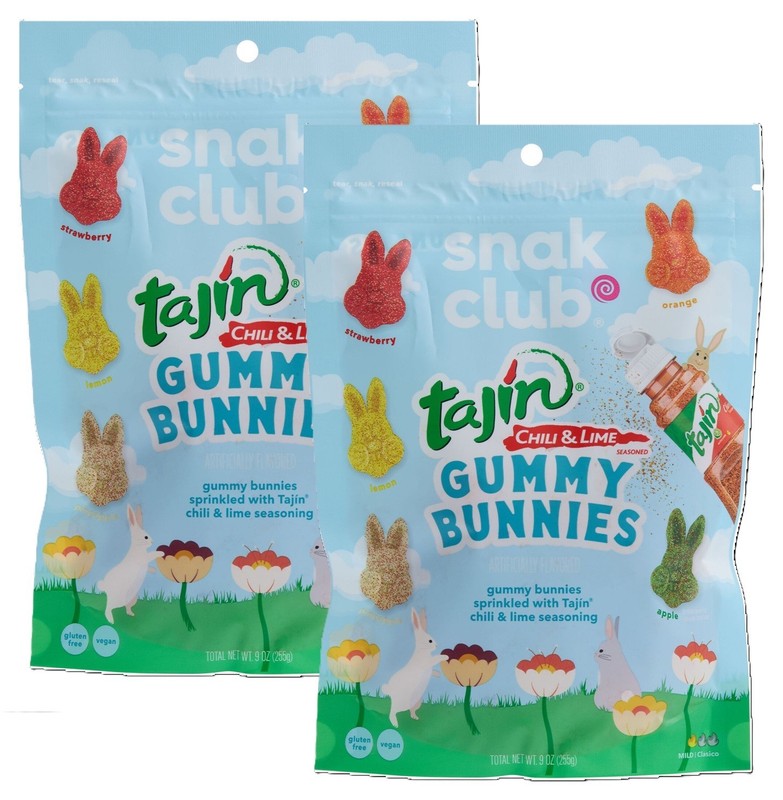 Snak Club Gummy BUNNIES Tajin Chili Lime Seasoned Snacks 9Oz 2Bags MILD FEB 2027
