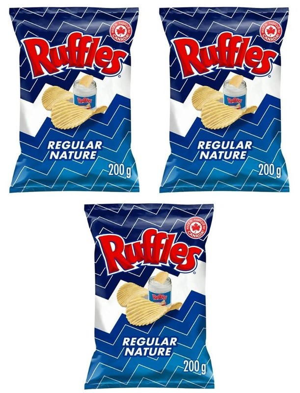 Ruffles Regular Potato Chips, 200g (Imported from Canada) (3 Pack)