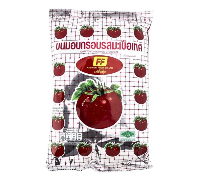 Crispy baked goods, tomato flavor F F candy snack Thailand 28g