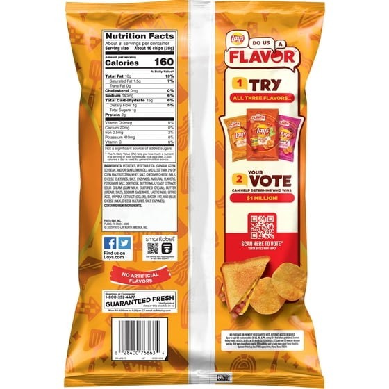 4 Pack Lay's Potato Chips Bacon Grilled Cheese Flavored Snack Chips, 7.75 oz Bag gallery
