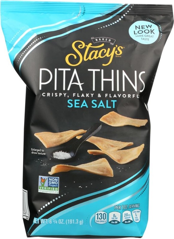 Stacy’s New Crispy, Flaky & Flavorful Pita Thins Chip 6.5oz, 2 Pack (Sea Salt)