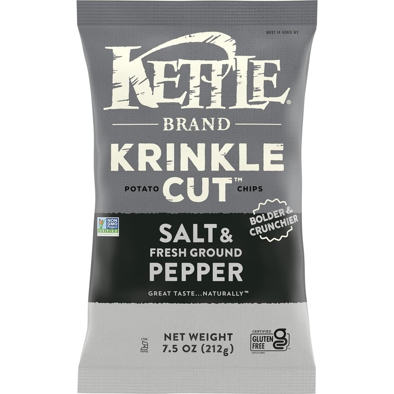 Kettle Brand Krinkle Cut Potato Chips Salt & Fresh Ground Pepper 7.5 Oz