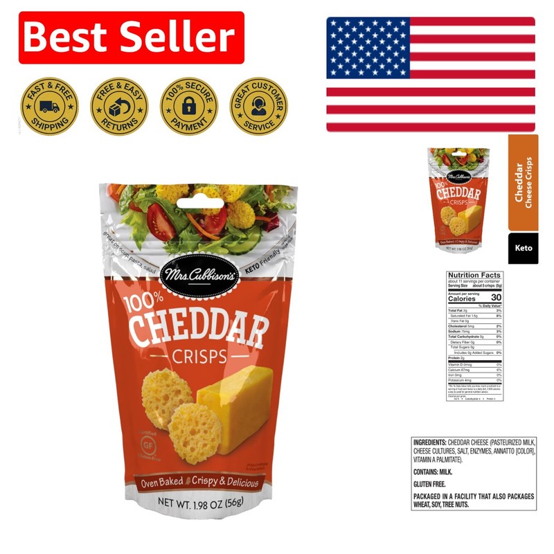 Oven-Baked Cheddar Cheese Crisps 1.98oz - Perfect for Salads and Snacking