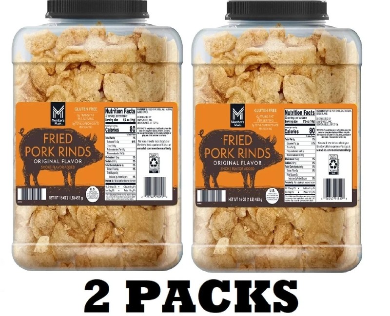 2 PACK Member’S Mark Original Fried Pork Rinds 16 Oz. FREE SHIPPING