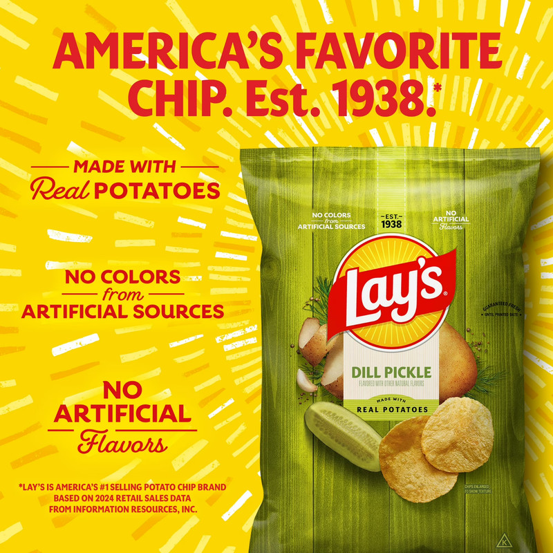 4 pack, Lay's Dill Pickle Potato Snack Chips, 7.75 oz Bag Free Shipping gallery
