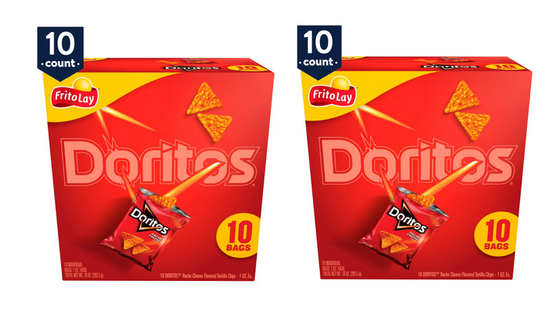Doritos Nacho Cheese Flavor Tortilla Snack Chips, 1oz Bags, 10 Count pack of 2