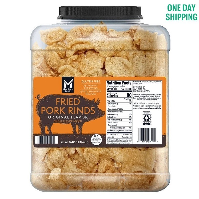 Members Mark Original Fried Pork Rinds 16oz Crunchy Snack