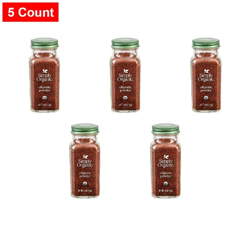 Simply Organic Chipotle Powder,2.65 Ounce,Dried Smoked Jalapeno Peppers-5 Count