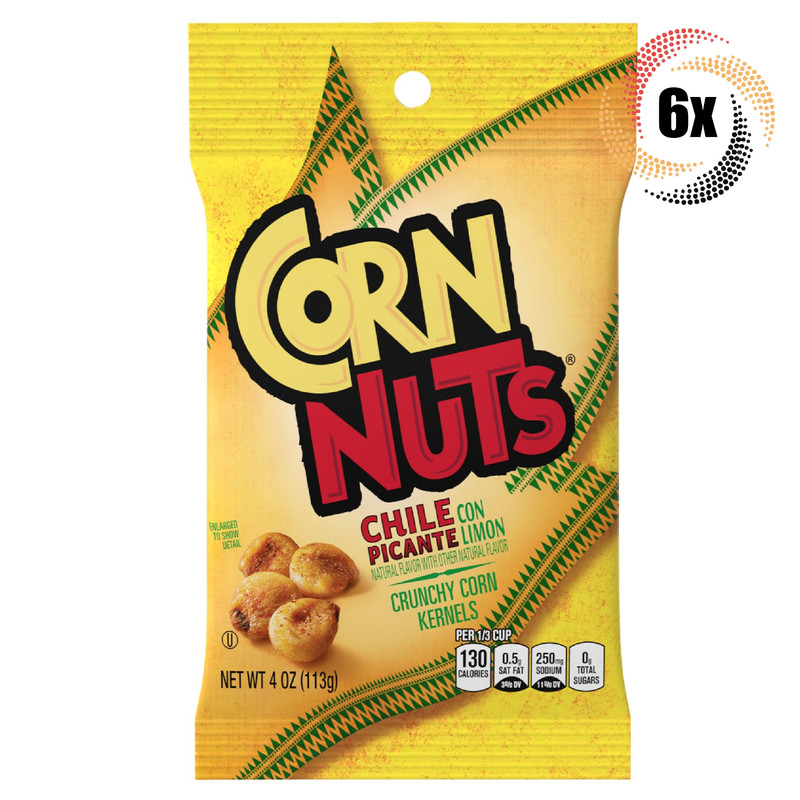 6x Bags Corn Nuts Chile Picante Flavored Crunchy Corn Kernels | 4oz
