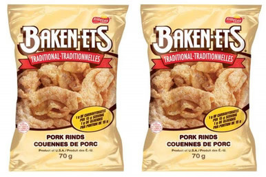 Baken-ets Bacon Flavoured Traditional Smoked Pork Rinds, (Pack of 2) 70g/2.5oz