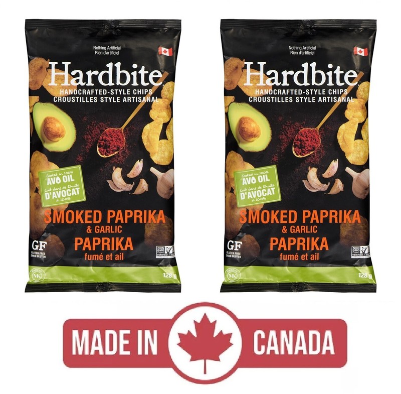 2-Pack Hardbite Smoked Paprika Flavor (128g) Handcrafted Potato Chips Canada Yum