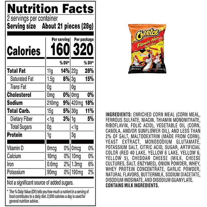 Cheetos Flamin' Hot Crunchy Cheese Snacks, 2 oz., 64 pk. gallery