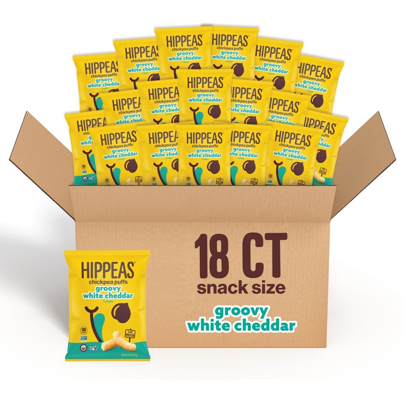 Chickpea Puffs, Vegan White Cheddar, 0.8 Ounce (Pack of 18), 3g Protein, 2g F…