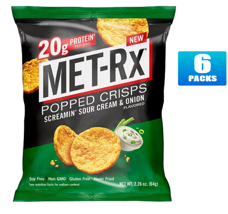 NEW! 6x Packs MET-Rx Popped Crisps Sour Cream & Onion – 2.26oz Each