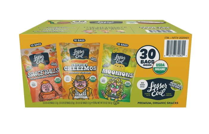 Lesser Evil Organic Snacks, Variety Pack, 30-count