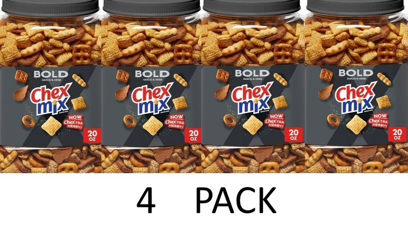 Chex Mix BOLD Garlic & Herb 20 oz Tub – 4 PACK