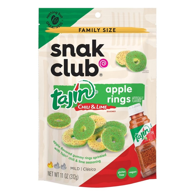 Snak Club APPLE RINGS Gummy Candy Tajin Chili & Lime Mild 7 Oz Bag 1Pk AUG 2026