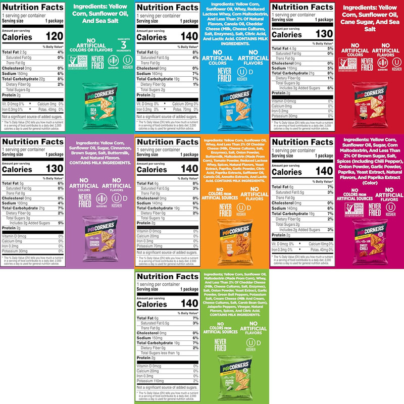 Popped Corn Chips, 7 Flavor Variety Snack Pack, 1 Oz Bags, (20 Pack), Gluten Fre gallery