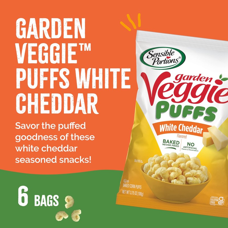 Sensible Portions Garden Veggie Puffs, White Cheddar, 3.75 oz (Pack of 6) gallery