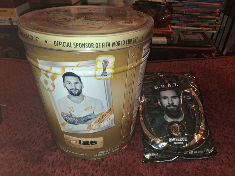 Lays FIFA World Cup 2026 Mix Large Collectible Tin Lionel Messi Sealed 3 Bags