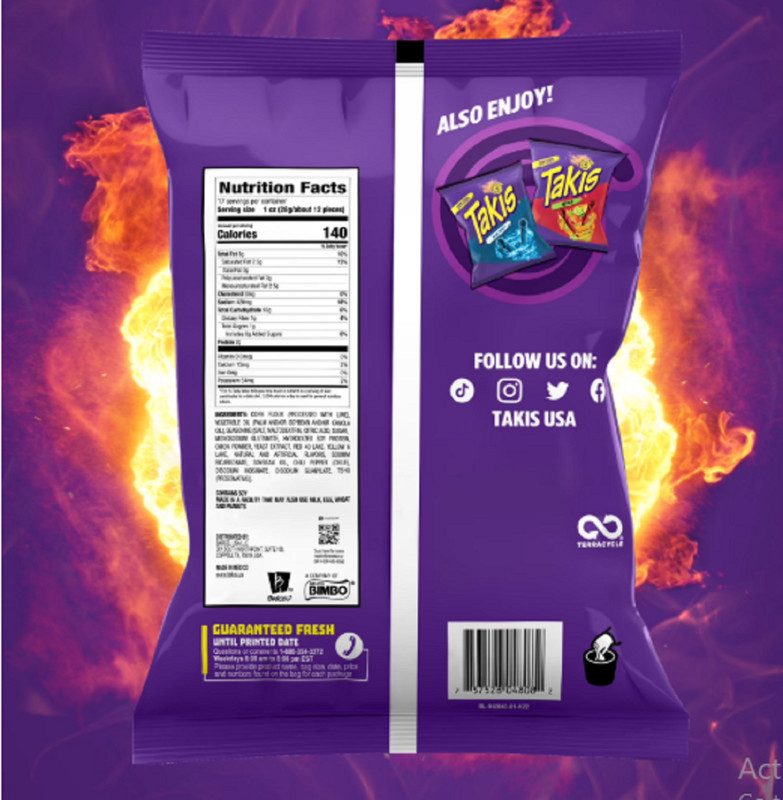 Takis Fuego 17 oz Fiesta Size Bag, Hot Chili Pepper & Lime Rolled Tortilla Chips gallery
