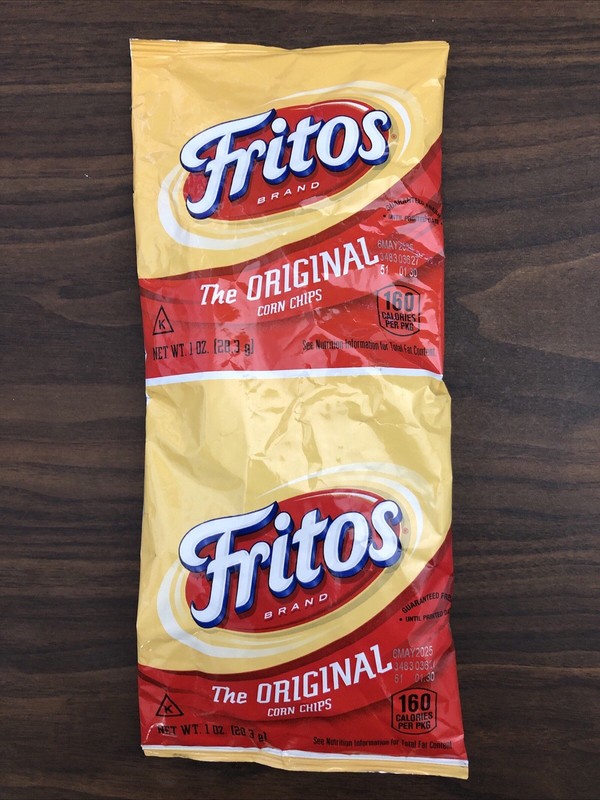 FRITOS CORN CHIPS-RARE DOUBLE BAG UNOPENED WITH CHIPS INSIDE-FACTORY MIS-PACKAGE