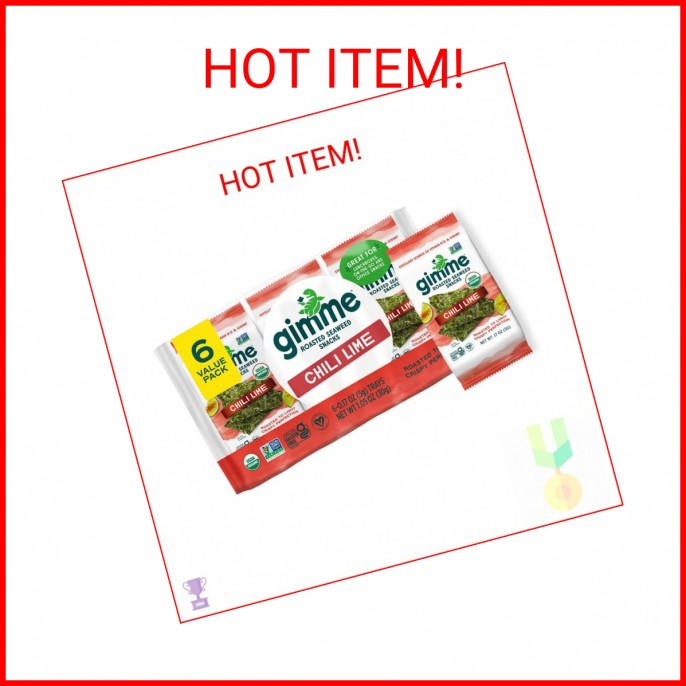 Gimme Seaweed Organic Premium Roasted Seaweed Snacks, Chili Lime, 6 Count, Keto,