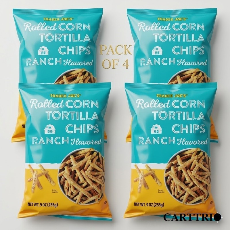 4 Pack Trader Joe’s Ranch Flavored Rolled Corn Torilla Chips Gluten Free 9oz