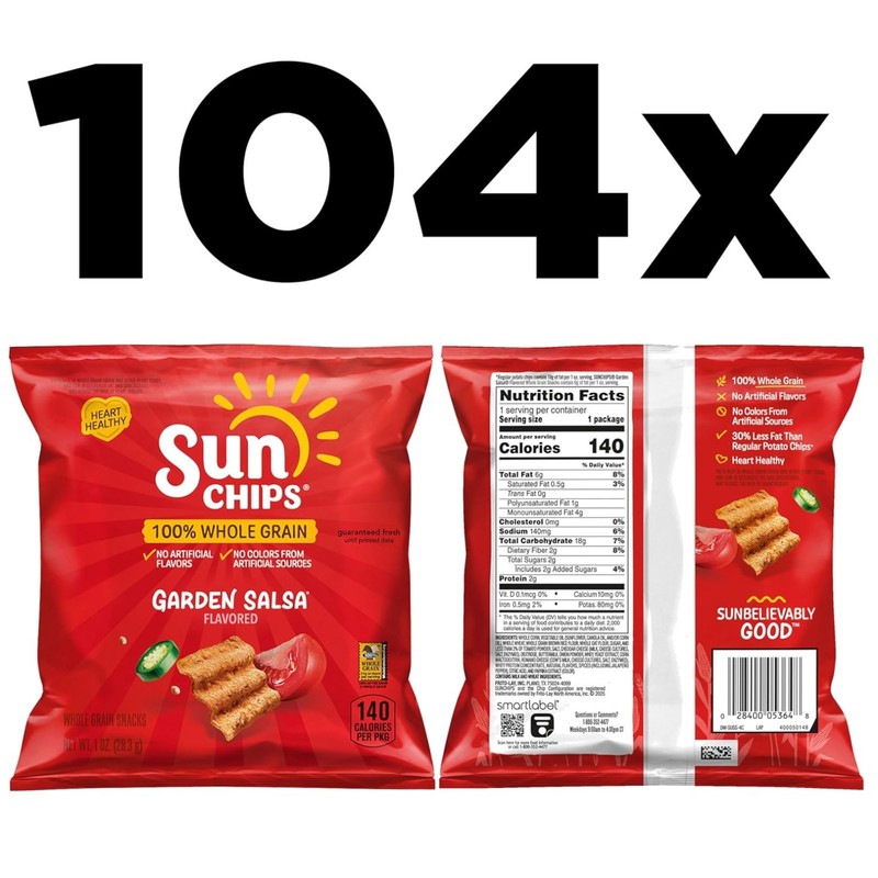 Party Size Whole Grain Chips, Garden Salsa, 104 Bags