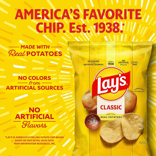 Lay's Potato Chips, Classic, 1 Ounce (Pack of 40) 40 Count 1) gallery