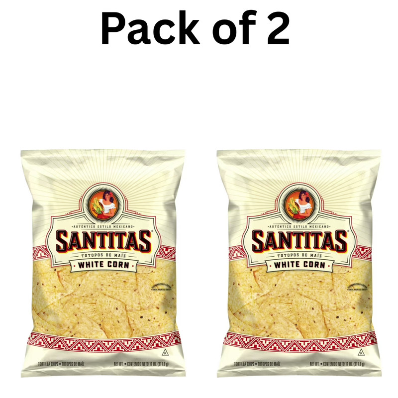Santitas White Corn Tortilla Chips Snack Chips, 11 oz Bag-pack of 2