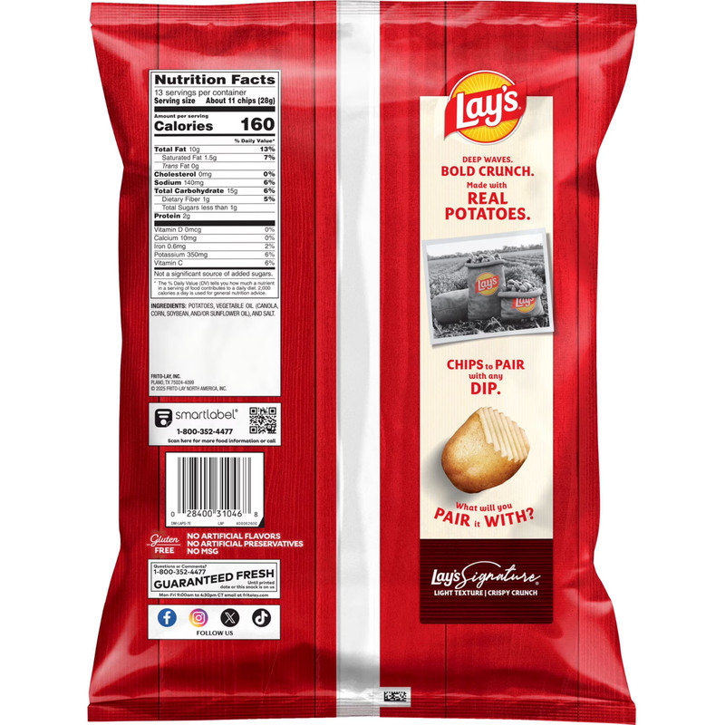 Lay's Wavy Original Potato Chips, Party Size, 13 oz Bag gallery