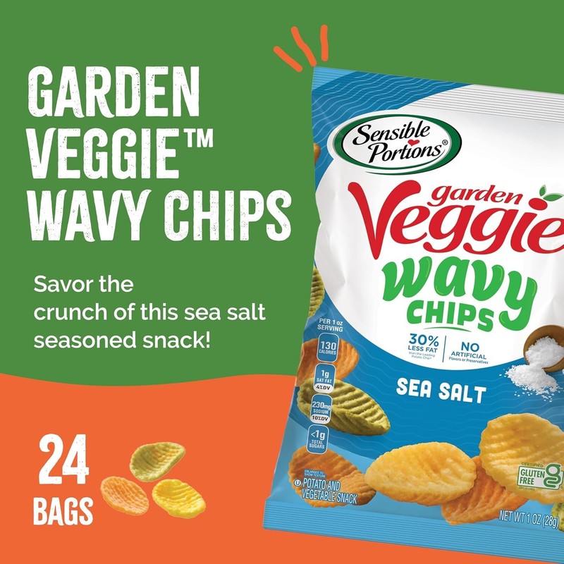 Kosher Certified Sea Salt Garden Veggie Chips - 24 Snack Size Bags, 1 Oz Each gallery