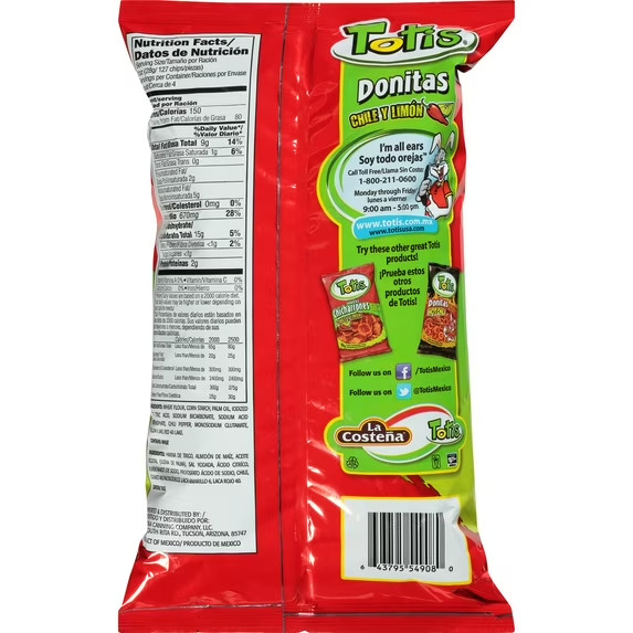 (4 pack) Totis Donitas Chili Lime Wheat Chips, 3.88 oz gallery