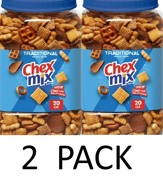 Chex Mix Traditional Original Recipe Snack Mix 20 oz Tub – 2 PACK