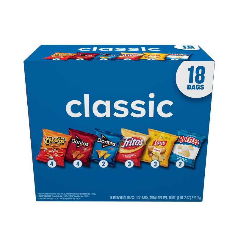 Frito Lay Classic Mix Snack Chips 18oz, 18 Pack@