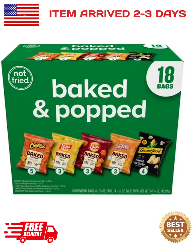 Frito-Lay Baked and Popped Mix Variety pack Snack Chips, 18 Count Multipack
