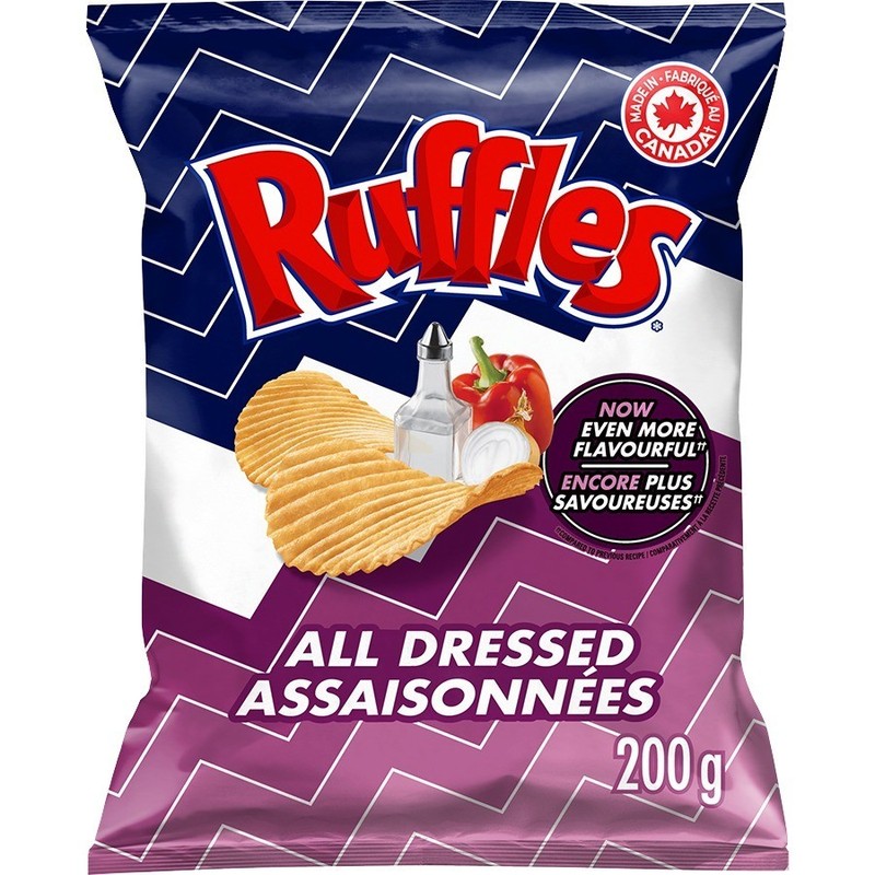 Ruffles All Dressed Flavored Potato Chips 200g Canadian Snack Crispy