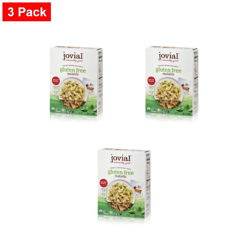 Jovial 100% Organic Brown Rice Mafalda - Pasta Noodles, Cooks-12 Oz-3 Pack