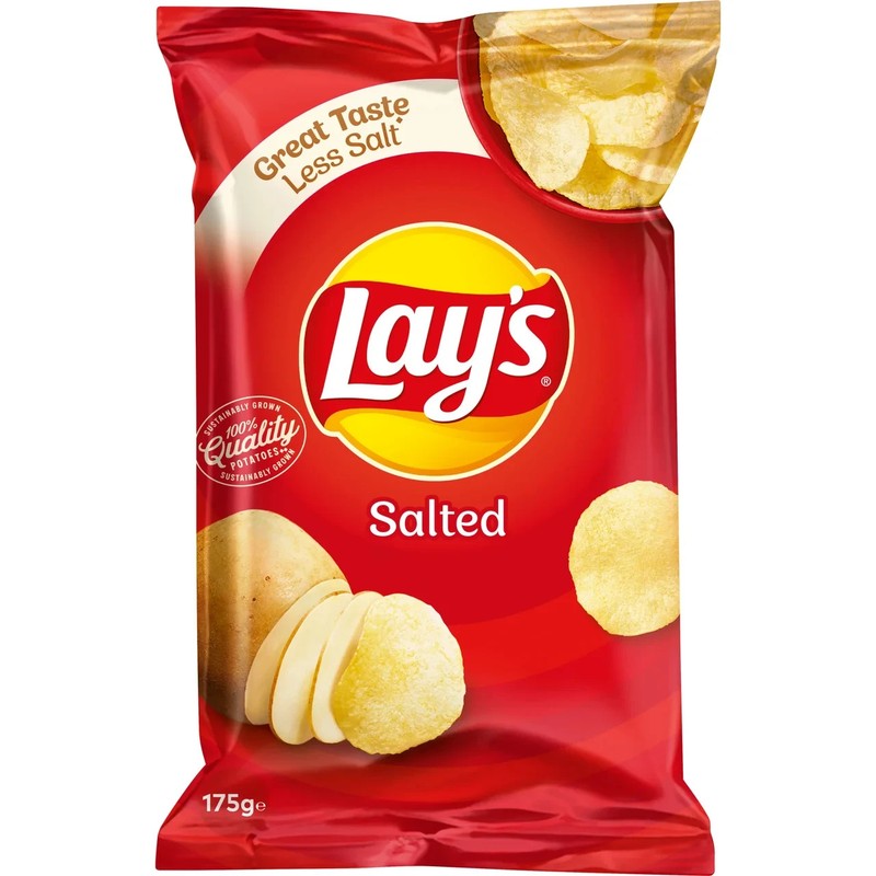 Lay’s Salted Potato Chips 175g Classic Crispy Salted Crisps Snack Bag