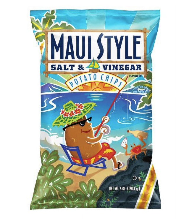 Maui Style Salt & Vinegar Potato Chips 6oz. Bag x4