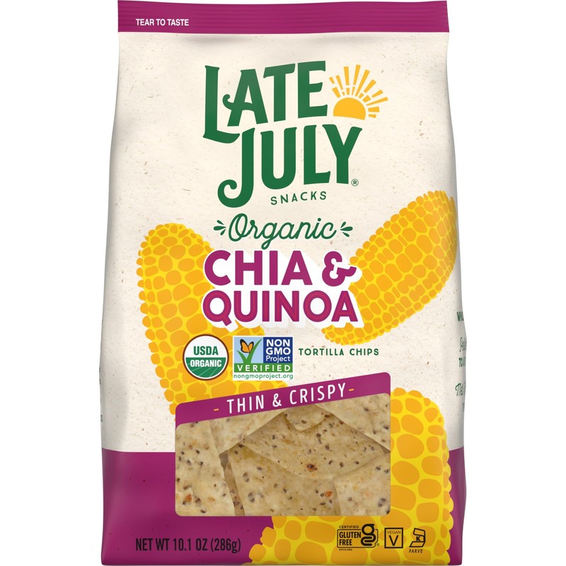 Late July Organic Chia Quinoa Tortilla Chips 10.1 Ounce Gluten Free Vegan Snack
