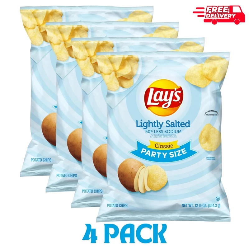 Lay’s Lightly Salted Classic Potato Chips 12.5 oz Lays (Pack of 4)
